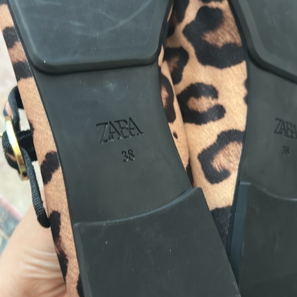 Zara Leopard Animal Print Mary Jane Flats Casual Square Toe Size 38 - Picture 9 of 16